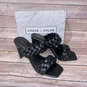 Chase and Chloe Black Braided Sandal Heel Size 8